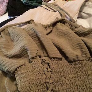Olive Green Smocked Top